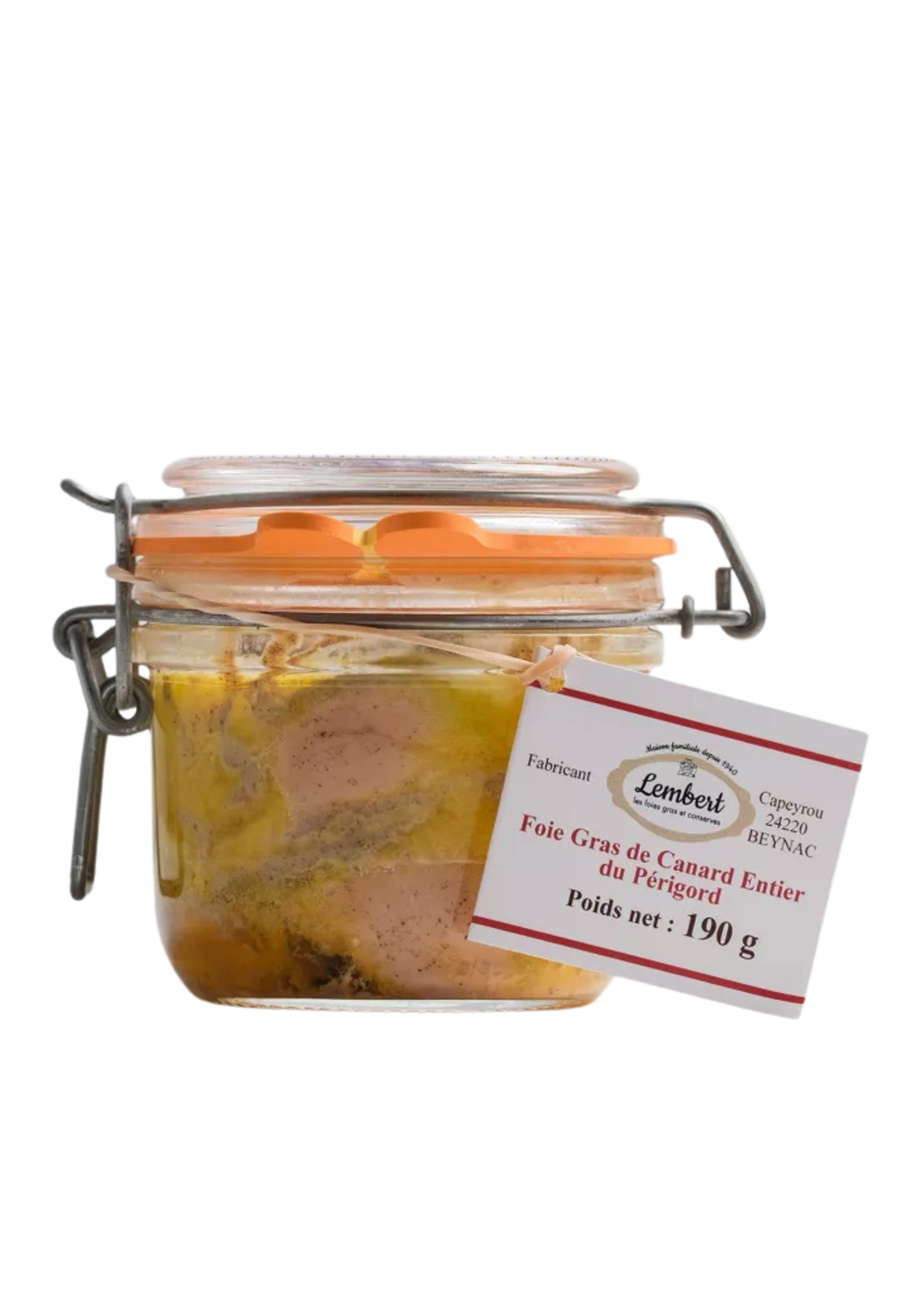 Foie gras de pato entero 190 g - Maison Lembert