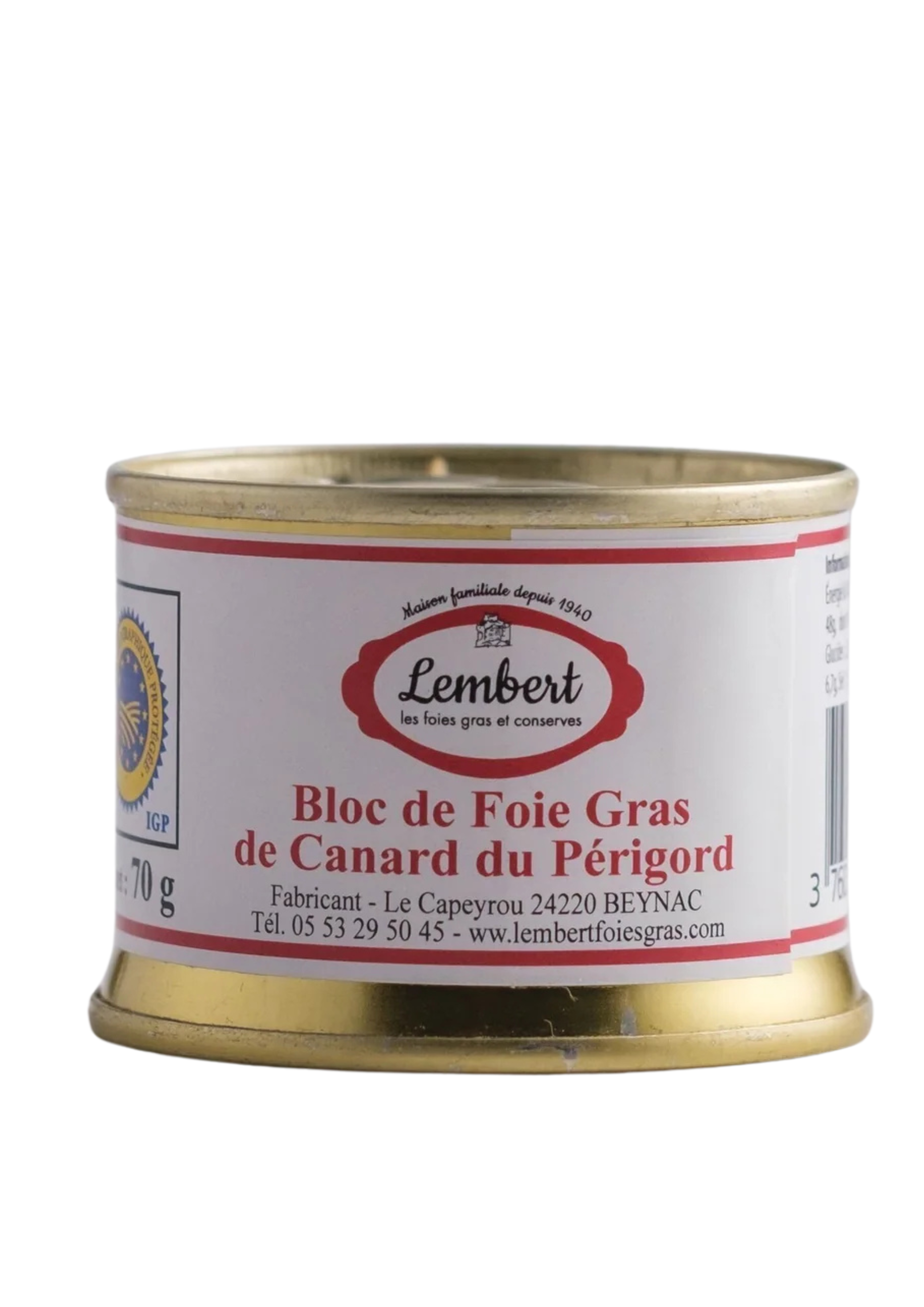 Bloque de 60 g de foie gras de pato - Maison Lembert 