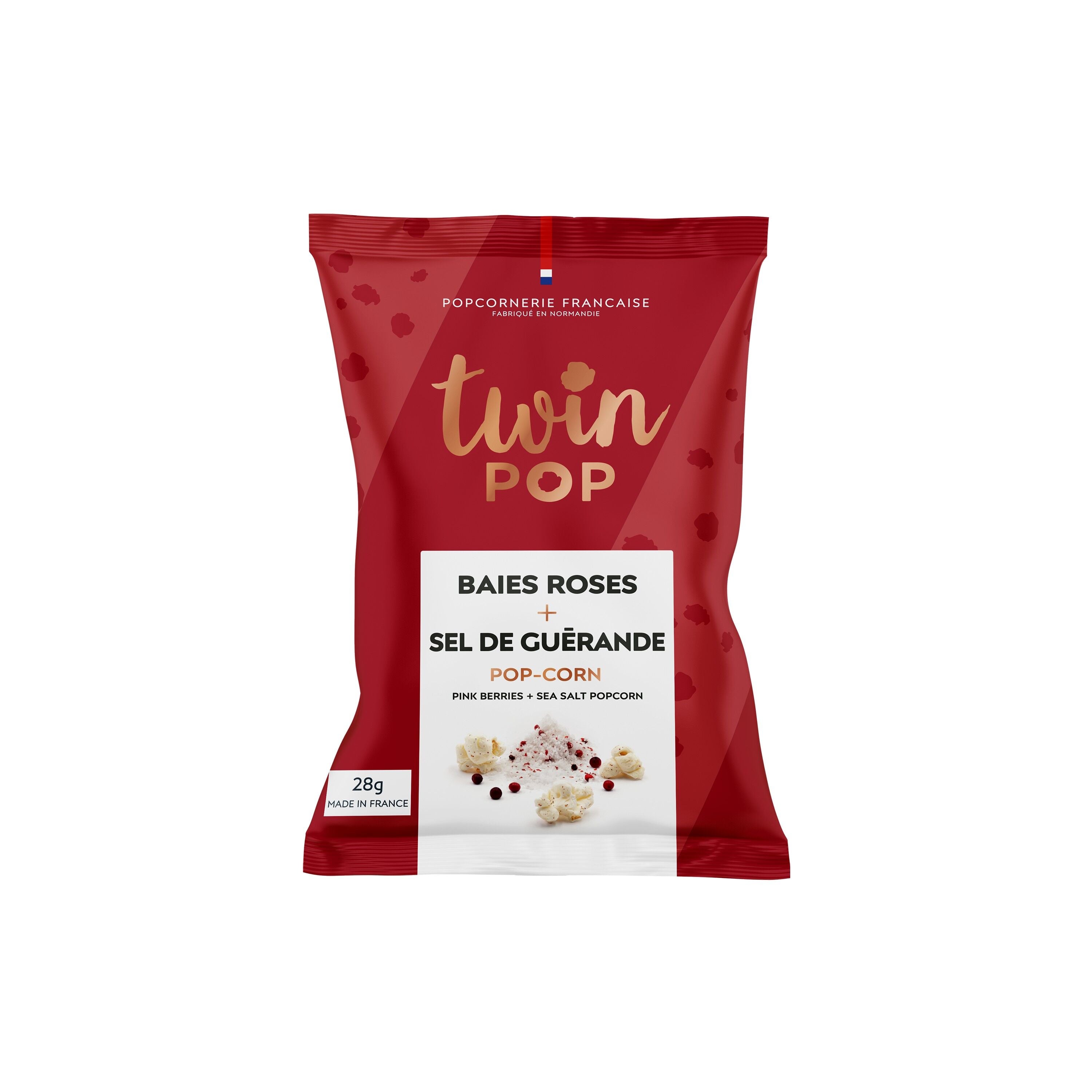 Palomitas de maíz - Tamaño pequeño - Pimienta rosa y sal de Guérande 28 g - Twin Pop