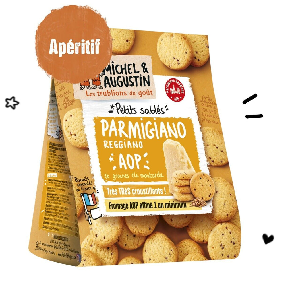 Galletas de mantequilla saladas Parmigiano Reggiano DOP 100 g - Michel et Augustin