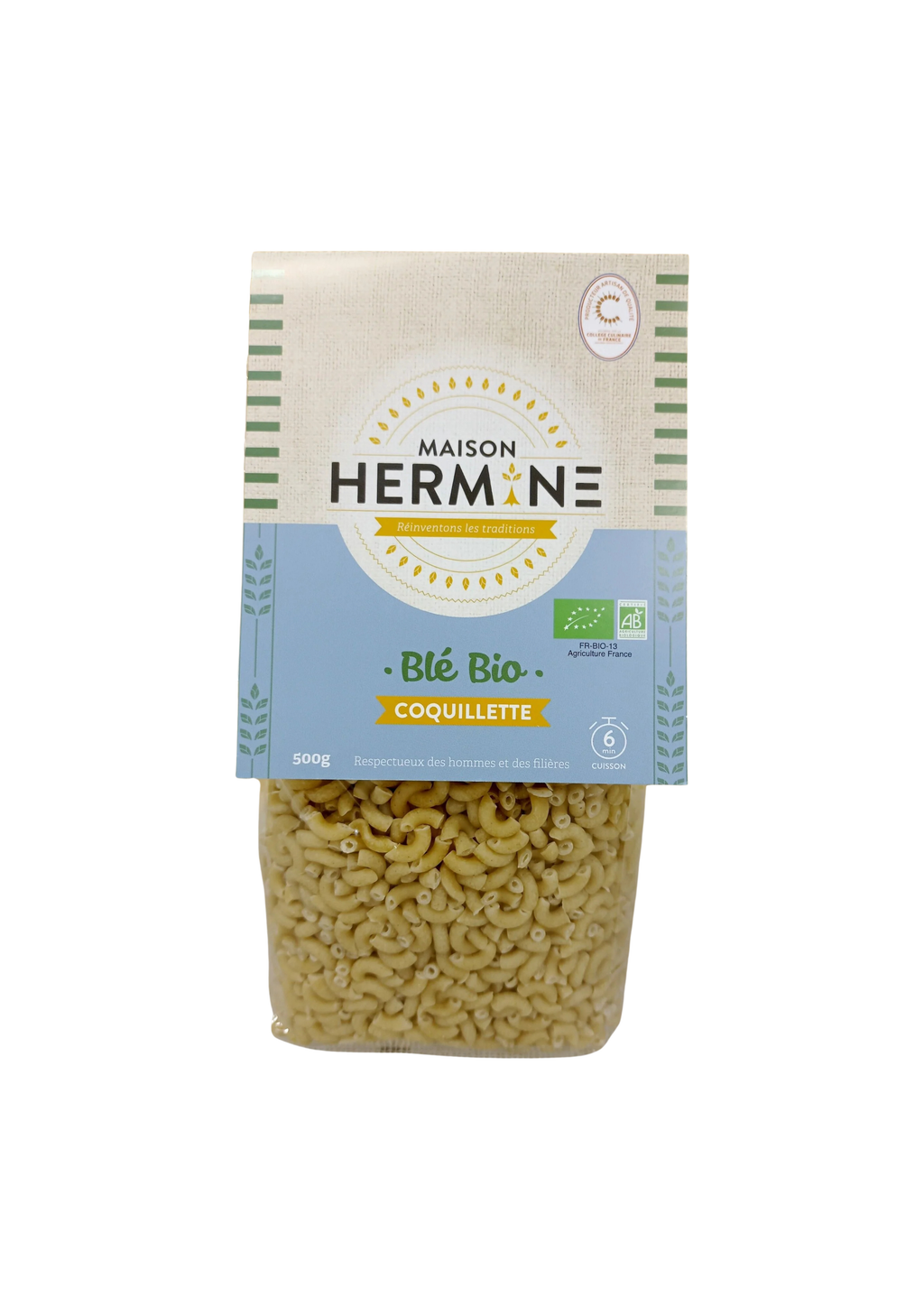 Pasta de concha de trigo orgánico Select 500 g - Maison Hermine