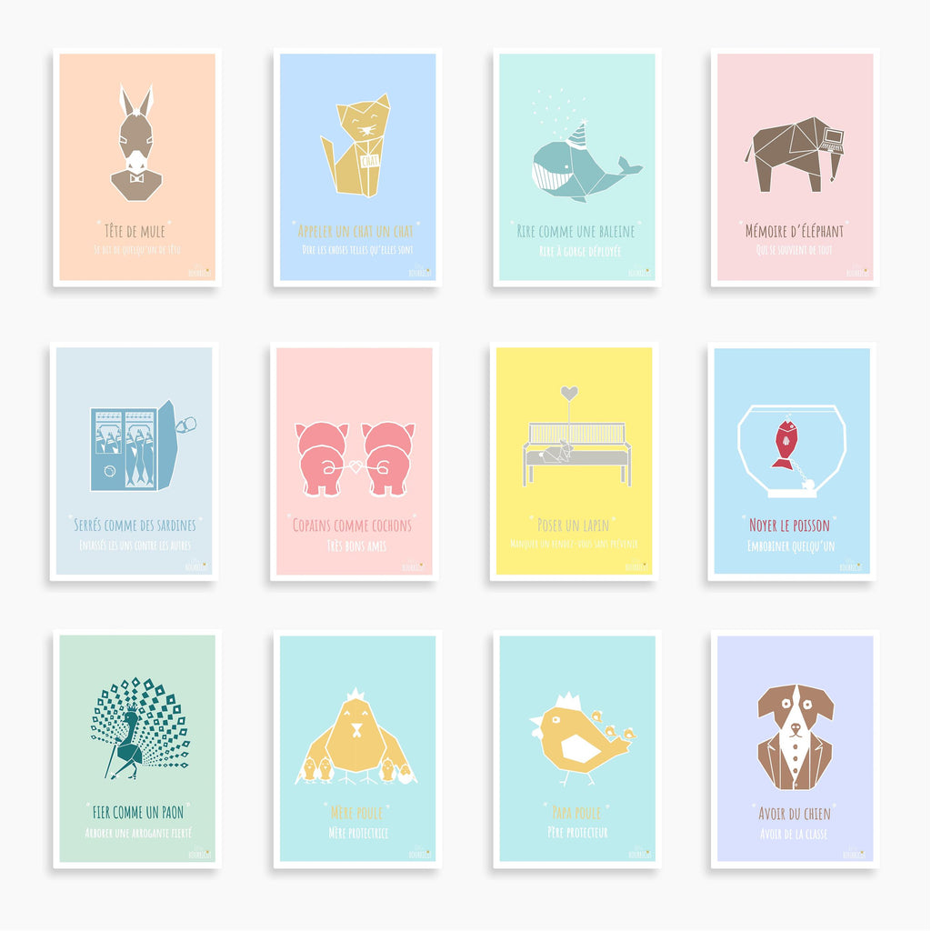 Petites cartes expressions FR - Baleine - Little Bourricot