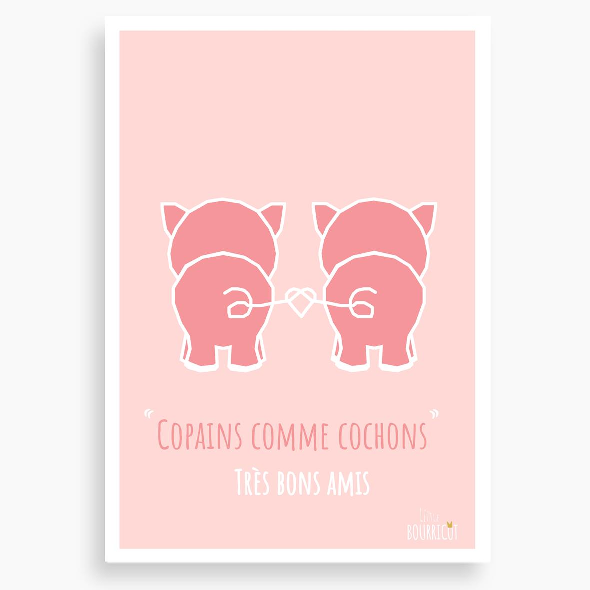Petites cartes expressions FR - Cochon - Little Bourricot
