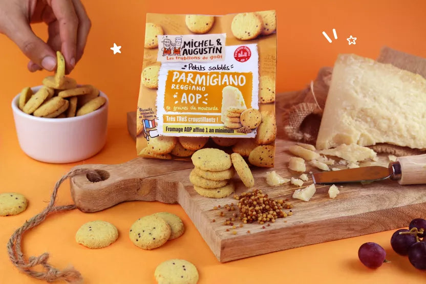 Galletas de mantequilla saladas Parmigiano Reggiano DOP 100 g - Michel et Augustin