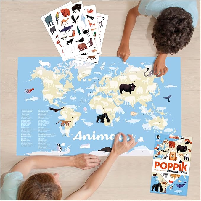 Póster de pegatinas de animales del mundo - Poppik 