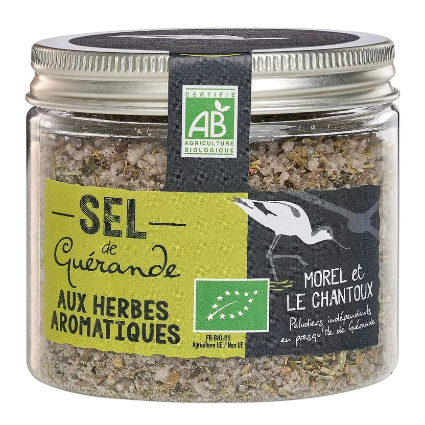 Sal de Guérande con hierbas aromáticas, ecológica, lata de 150 g - L'Atelier du Sel - Morel y Le Chantoux