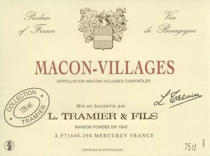Mâcon Villages - Chardonnay - Vin Blanc l Domaine Tramier