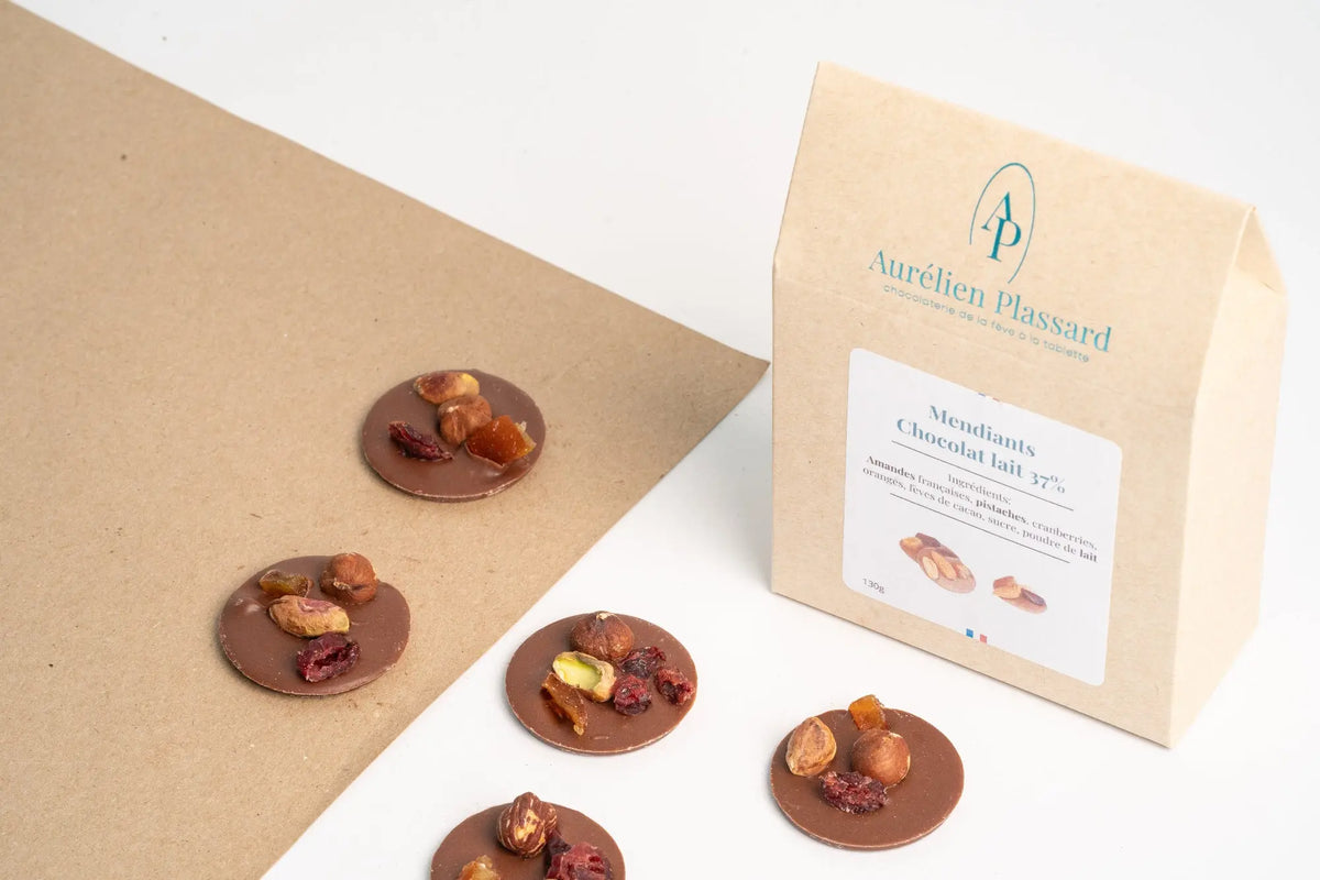Mendiants au Chocolat au Lait 37% de Cacao - Aurélien Plassard Chocolatier