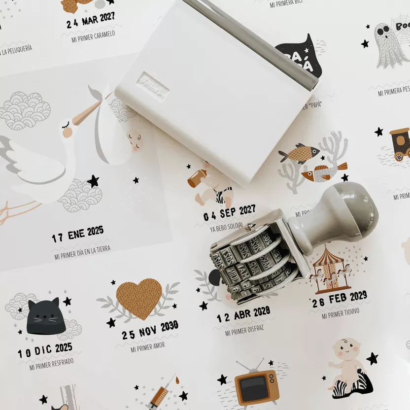 Affiche "Mis Primeras veces" + tampon - Les Petites Dates