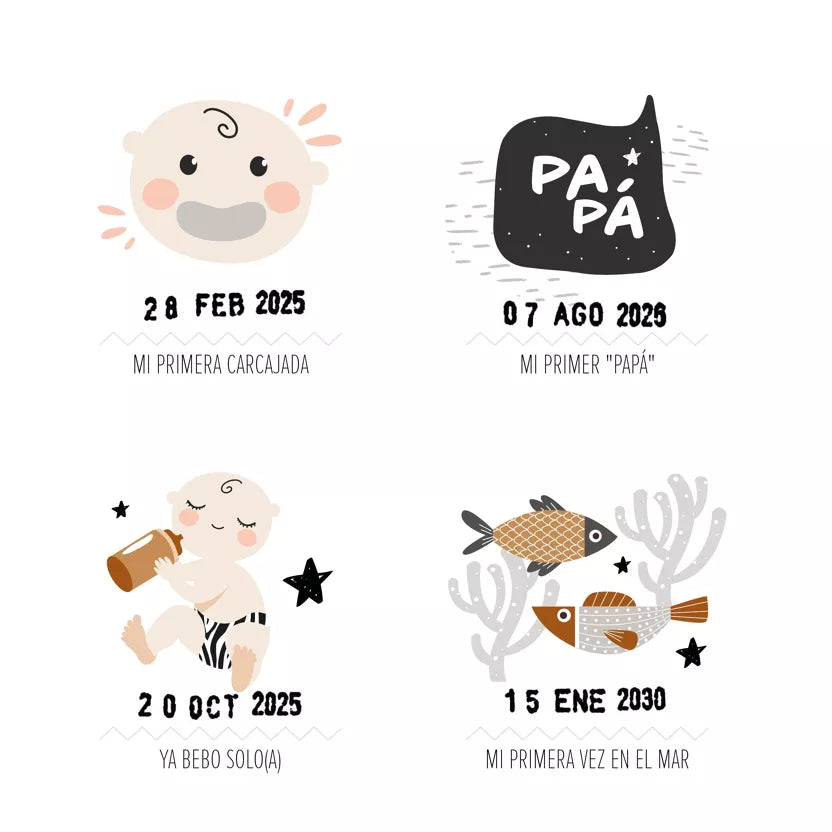 Affiche "Mis Primeras veces" + tampon - Les Petites Dates