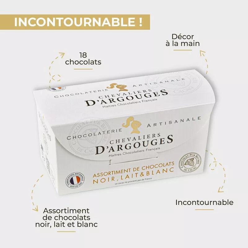 Ballotin 18 Chocolat Noir/ Blanc/ Lait - Chevaliers d'Argouges