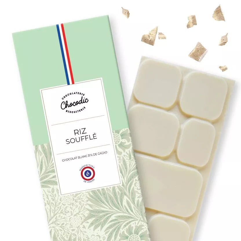 Tablette de chocolat Blanc & Riz soufflés - Chocodic